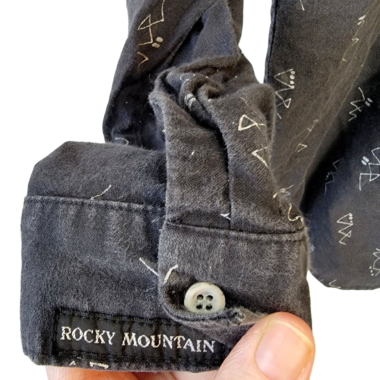 Rocky Mountain Vintage 80s Western Shirt Women Medium Black Cowgirl