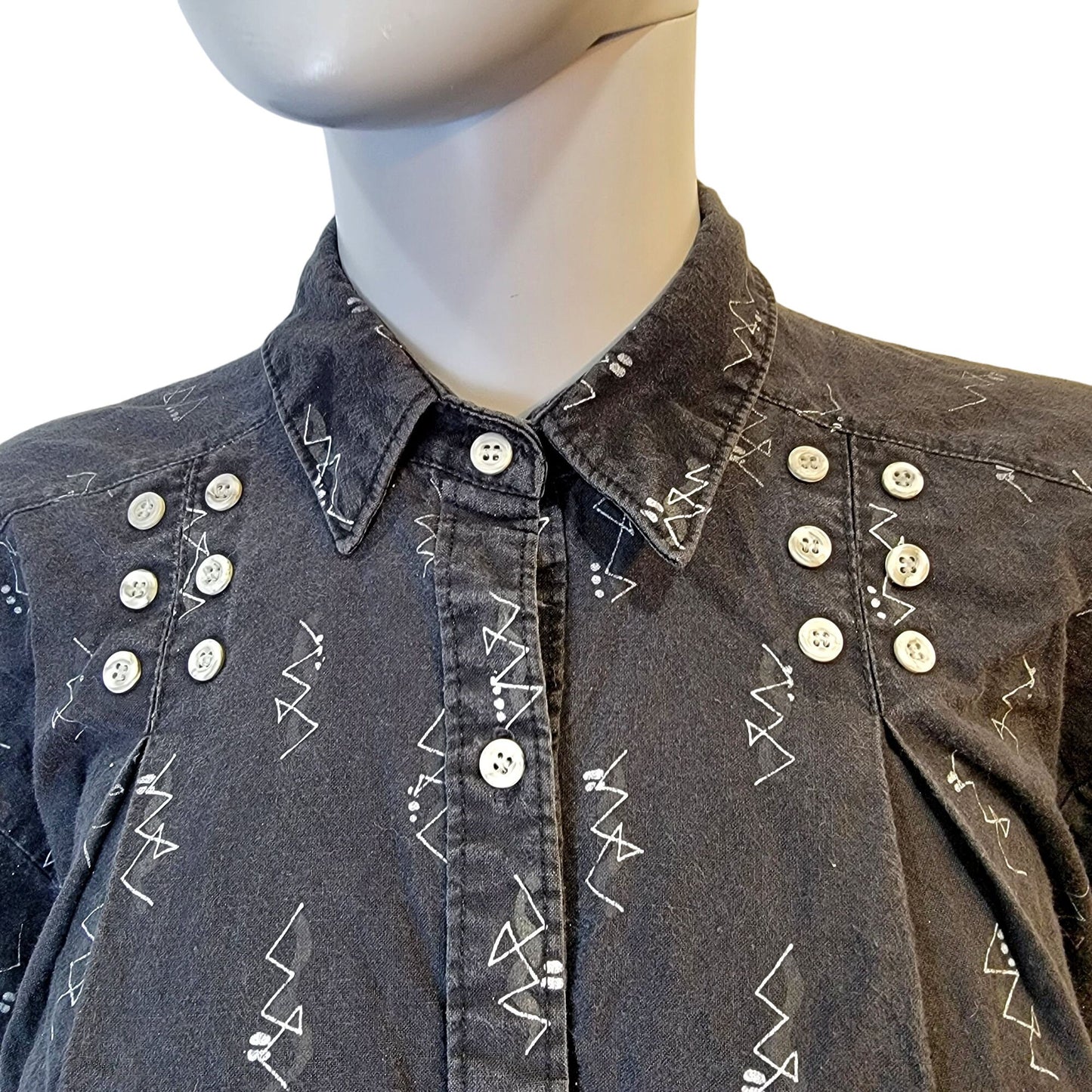 Rocky Mountain Vintage 80s Western Shirt Women Medium Black Cowgirl