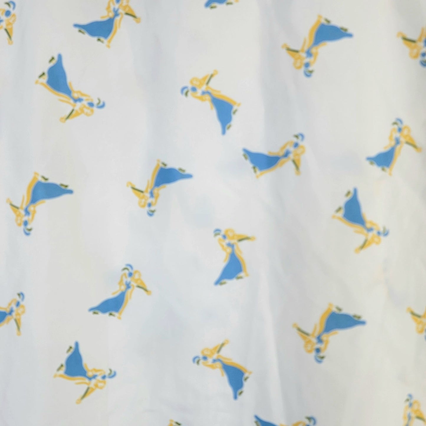 Vintage 70s Ballroom Dancer Shirt Women Large White Blue