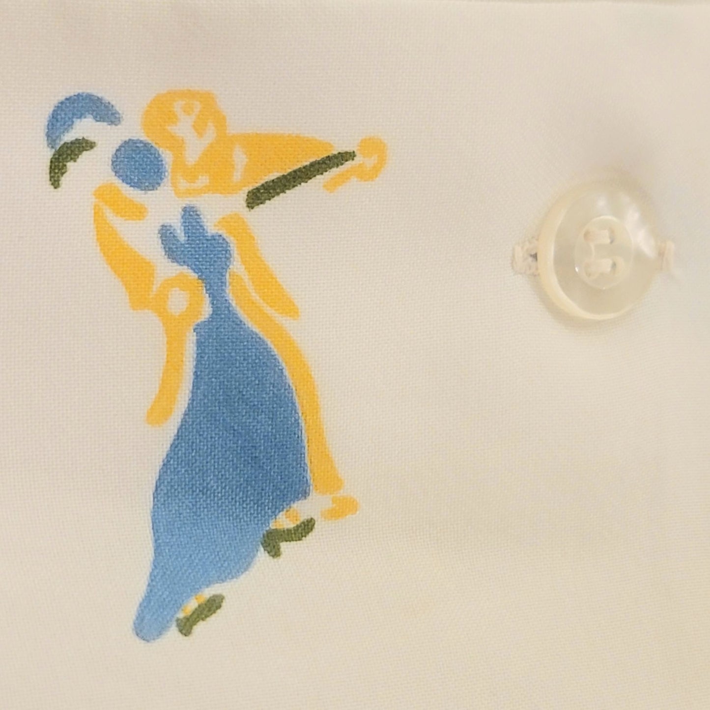 Vintage 70s Ballroom Dancer Shirt Women Large White Blue