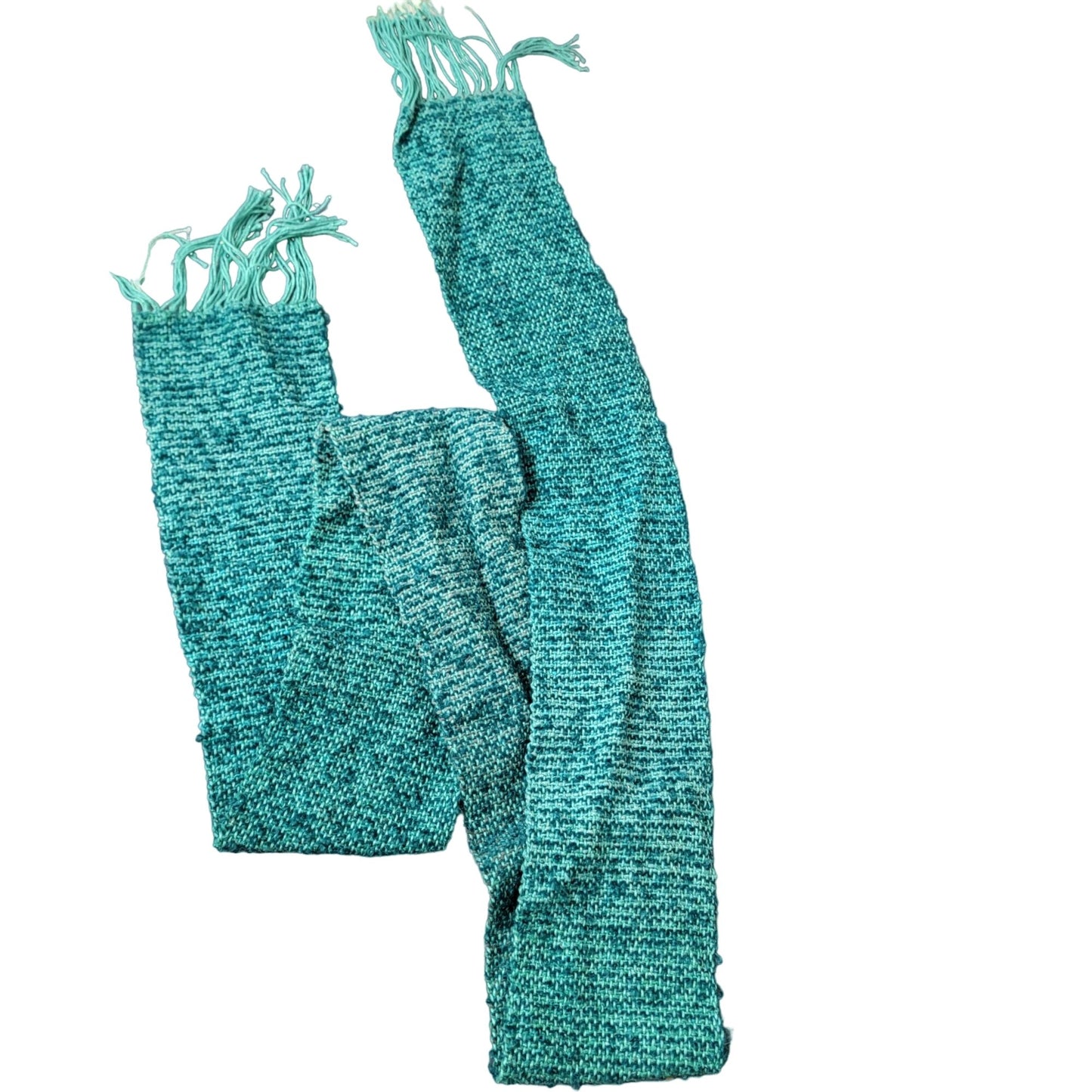 Teal Blue Mohair Boucle Scarf Women Woven Handmade