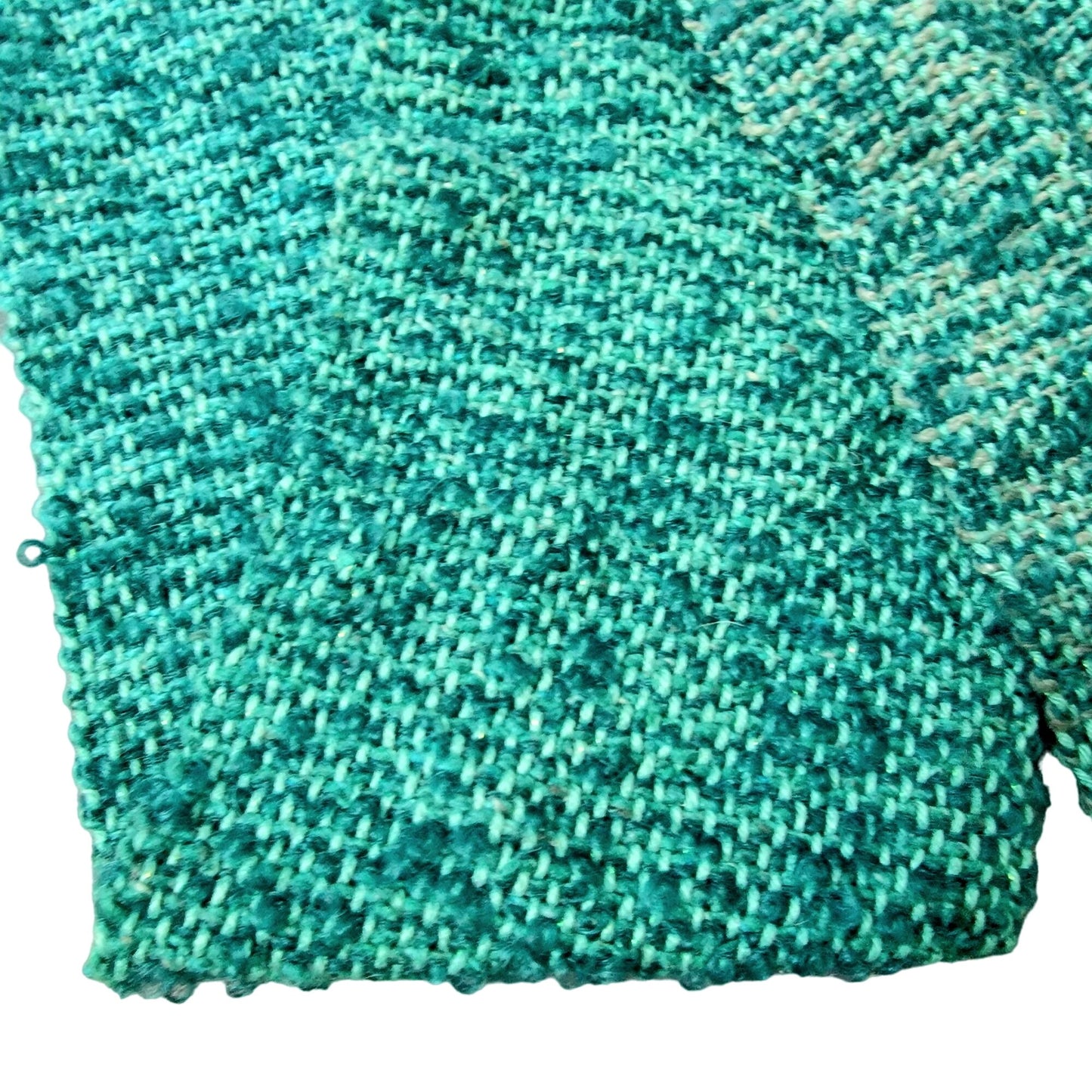 Teal Blue Mohair Boucle Scarf Women Woven Handmade
