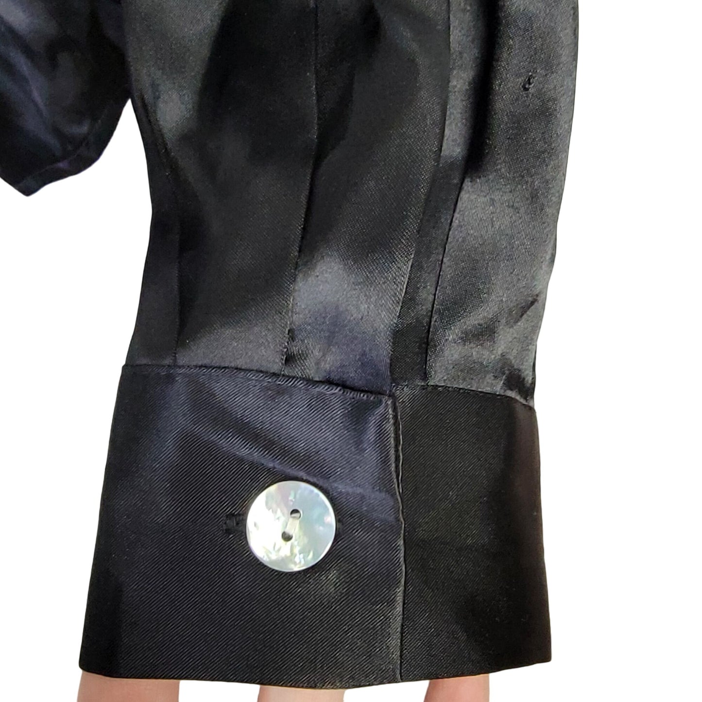 Vintage 90s Satin Shirt Women Medium Black Button Blouse