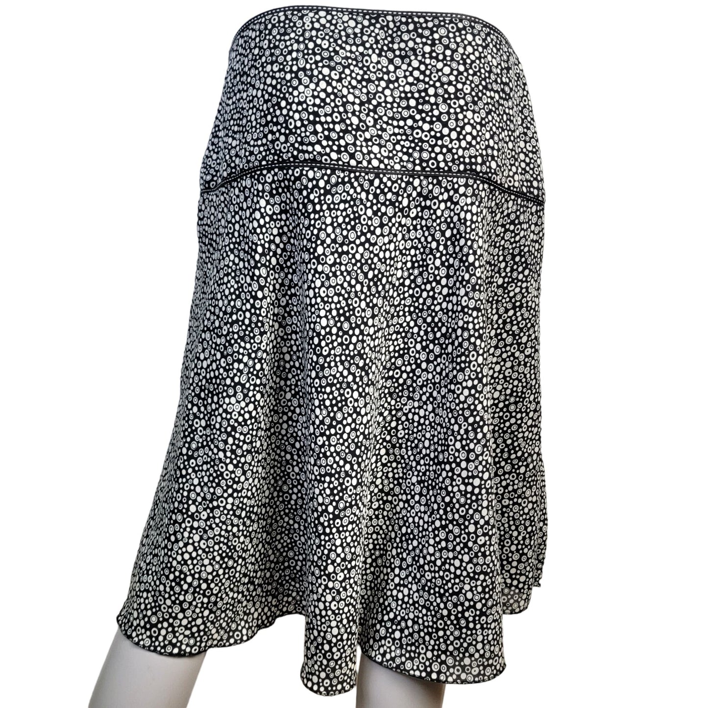 Vintage 90s A-line Circle Skirt Women Large Black White Knee Length