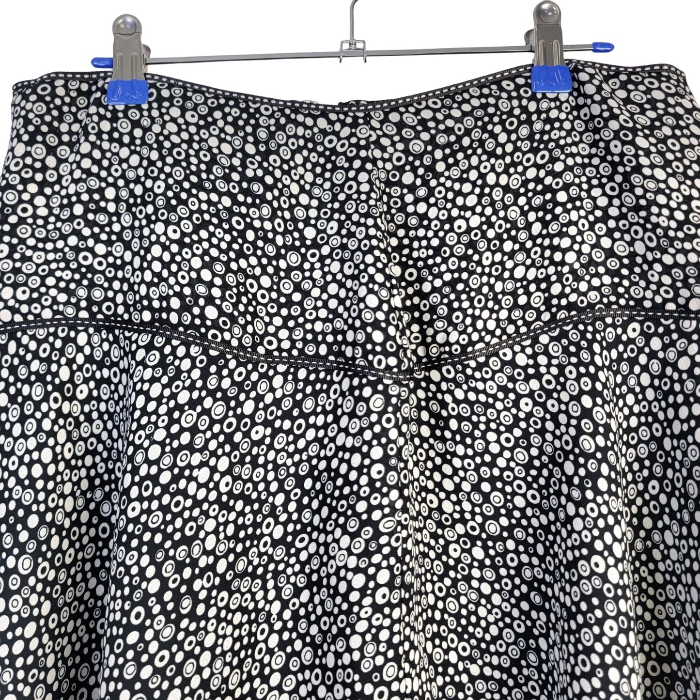 Vintage 90s A-line Circle Skirt Women Large Black White Knee Length