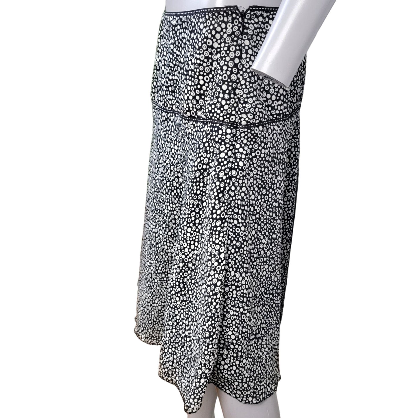 Vintage 90s A-line Circle Skirt Women Large Black White Knee Length