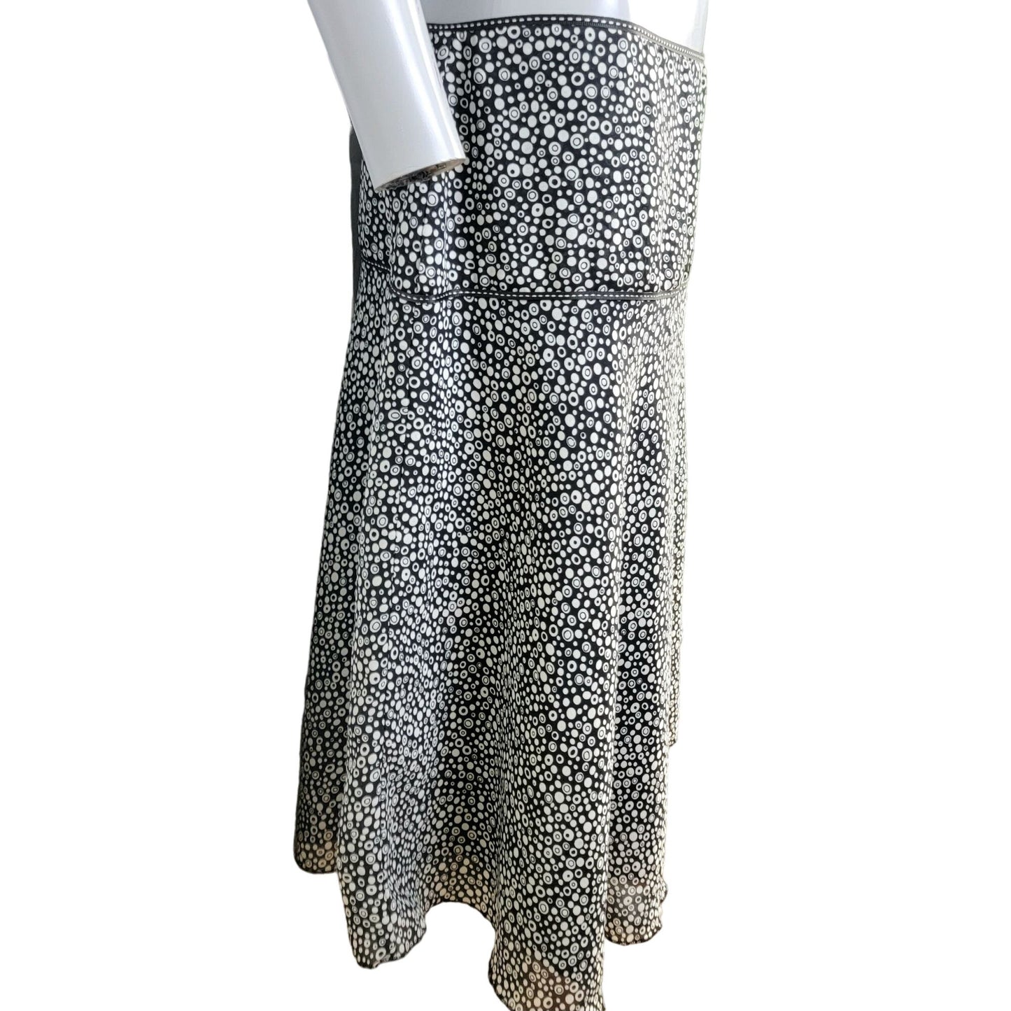 Vintage 90s A-line Circle Skirt Women Large Black White Knee Length