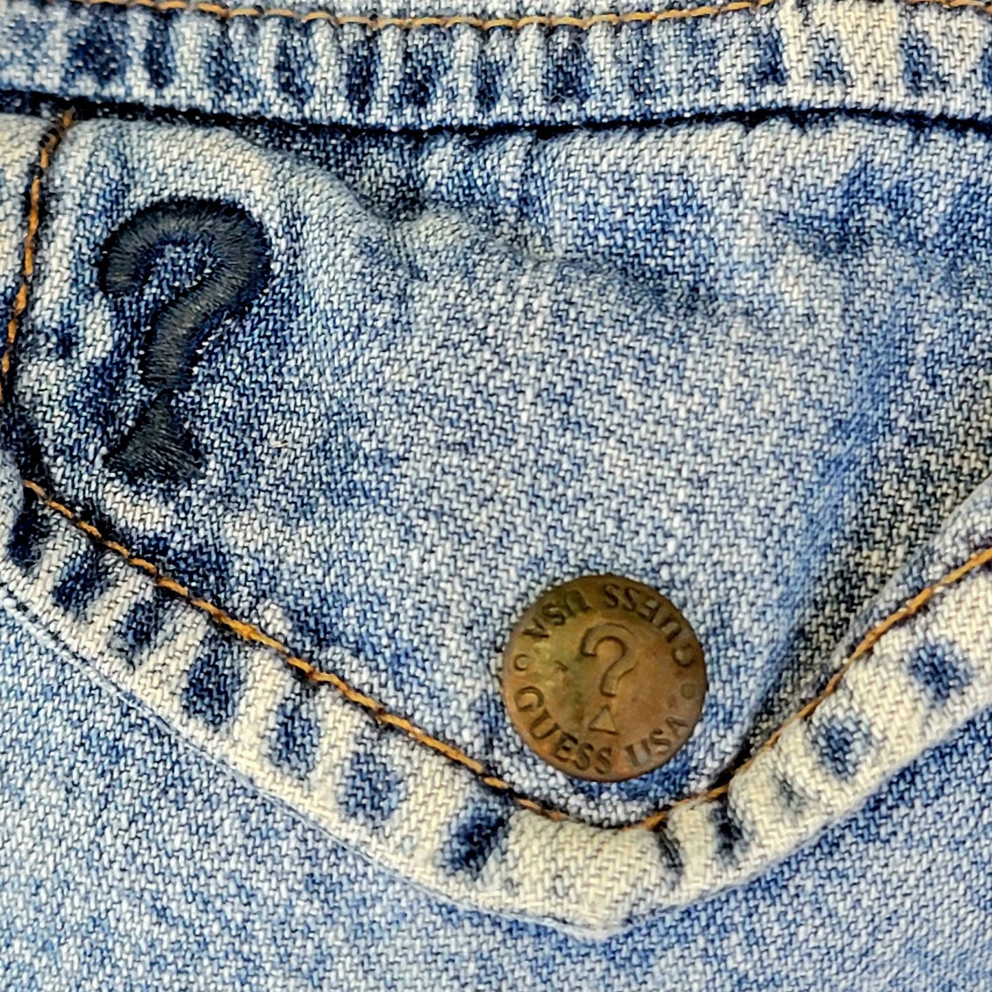 Guess Jeans Vintage 90s Denim Shirt Women Large 12 Short Sleeve Button Collar L