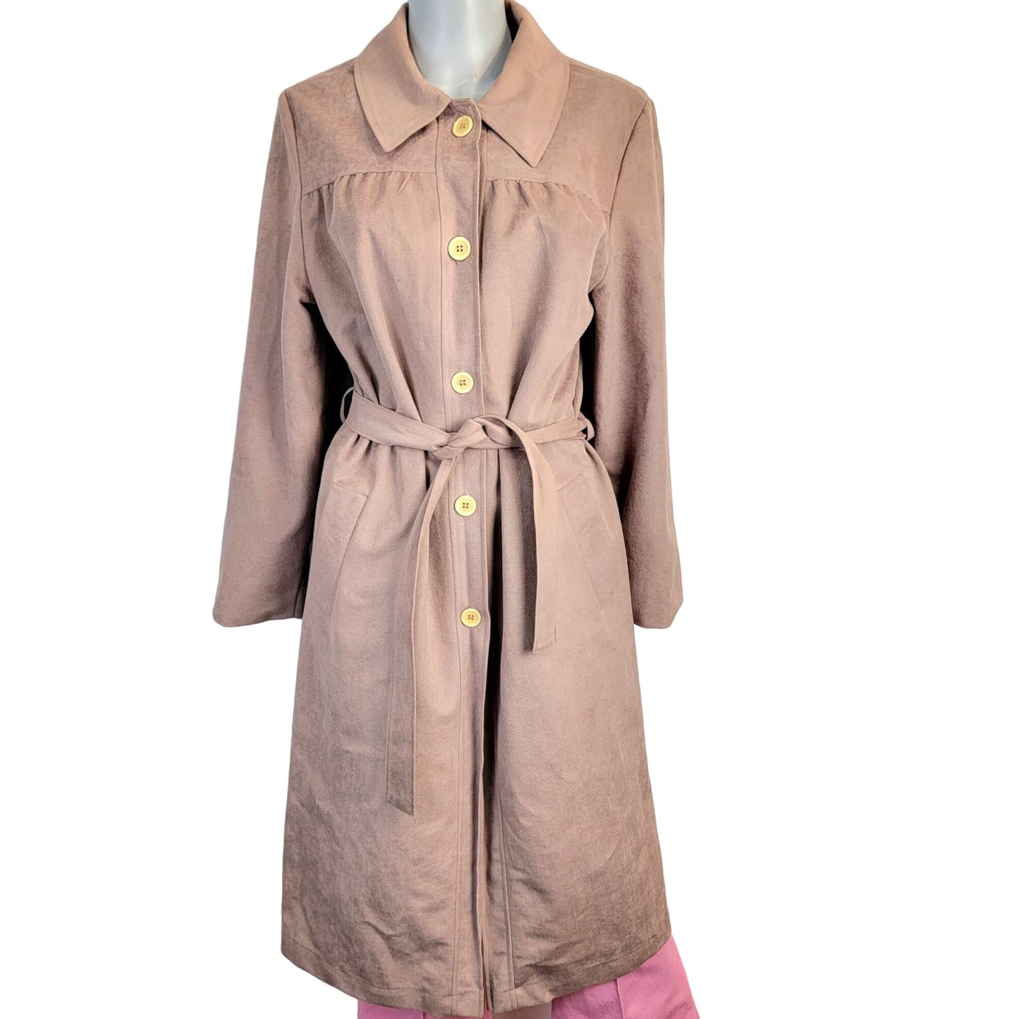 Vintage 80s Softshell Trench Coat Women XL 14 Warm Beige Jacket