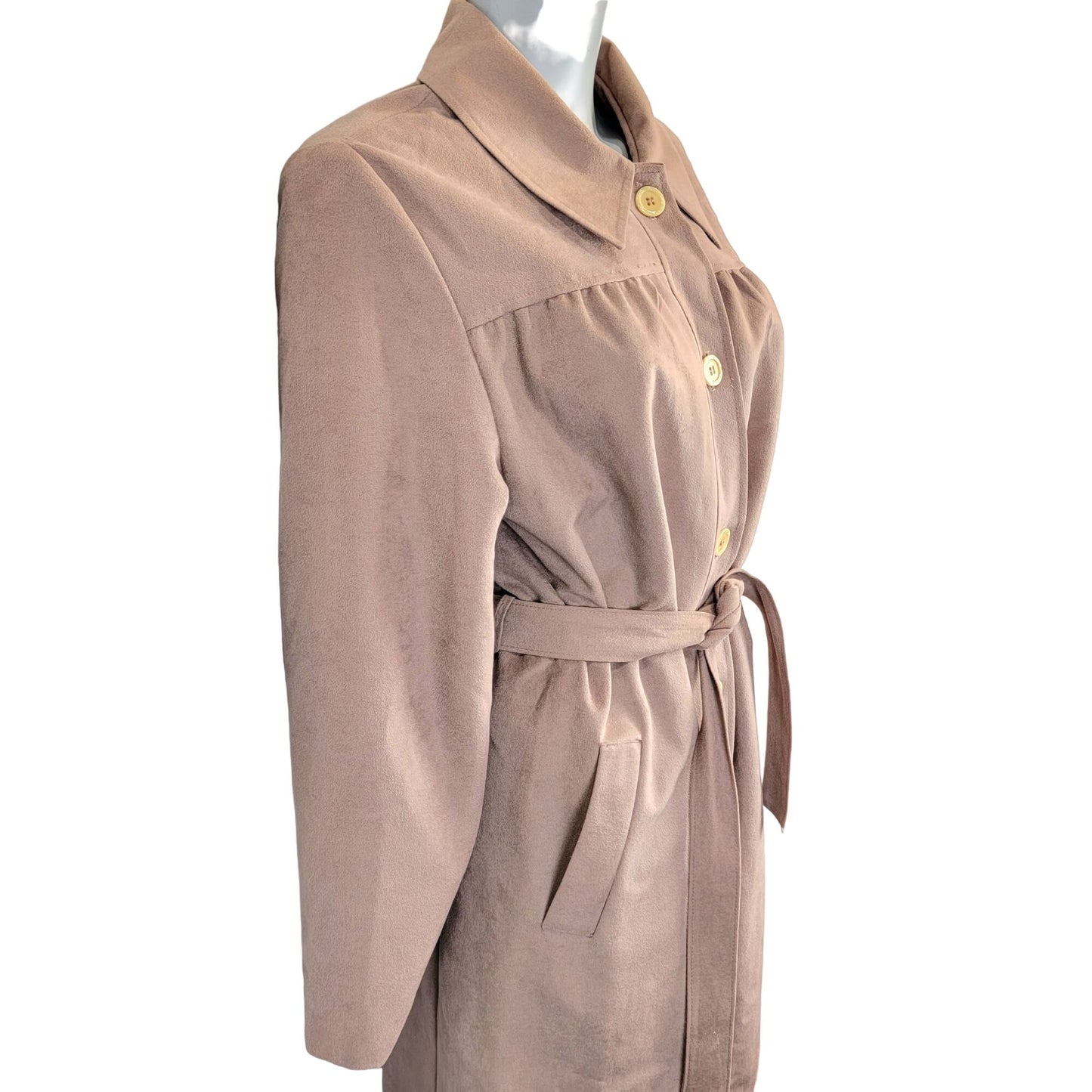 Vintage 80s Softshell Trench Coat Women XL 14 Warm Beige Jacket