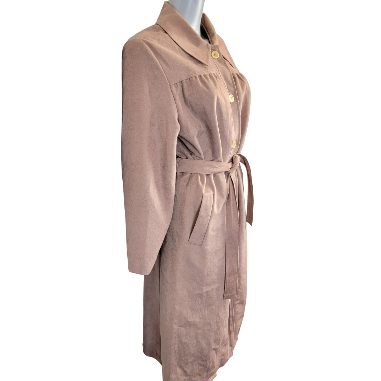 Vintage 80s Softshell Trench Coat Women XL 14 Warm Beige Jacket