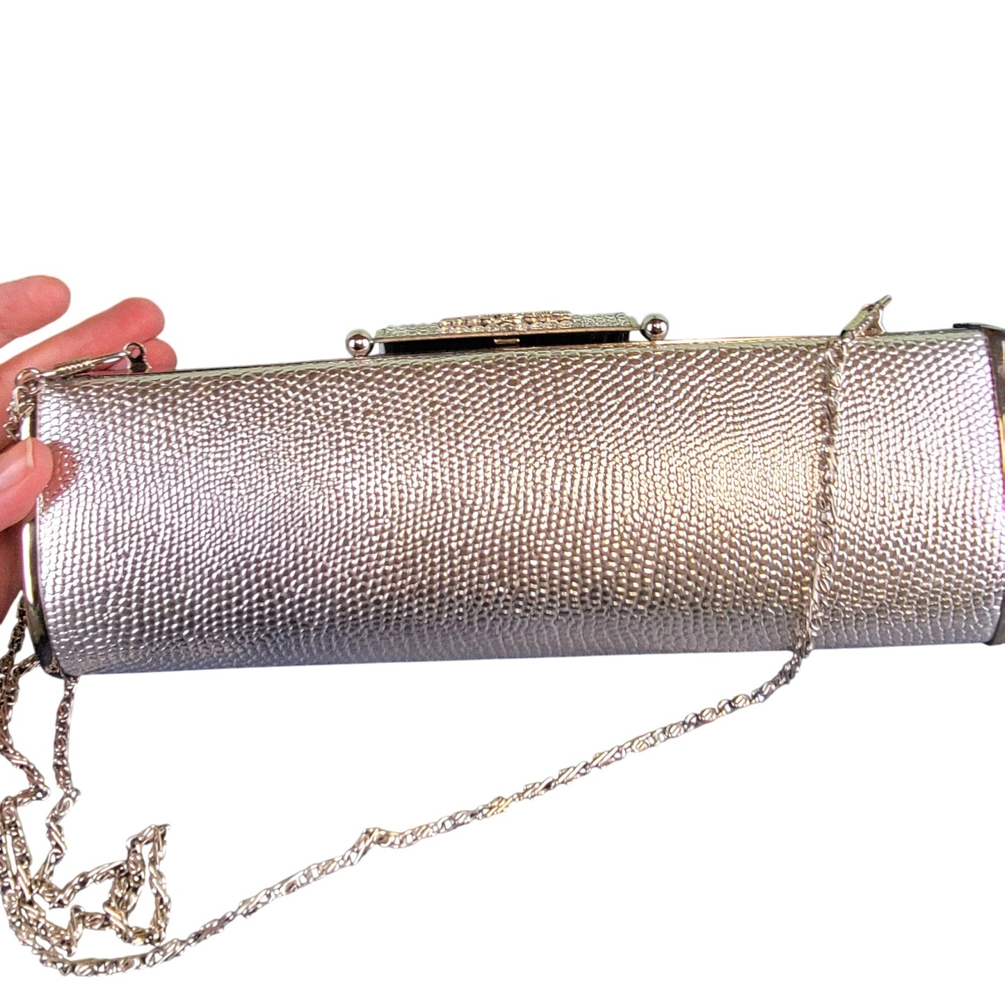Vintage 90s Metal Crossbody Bag Rhinestone Silver Purse Handbag Women Formal