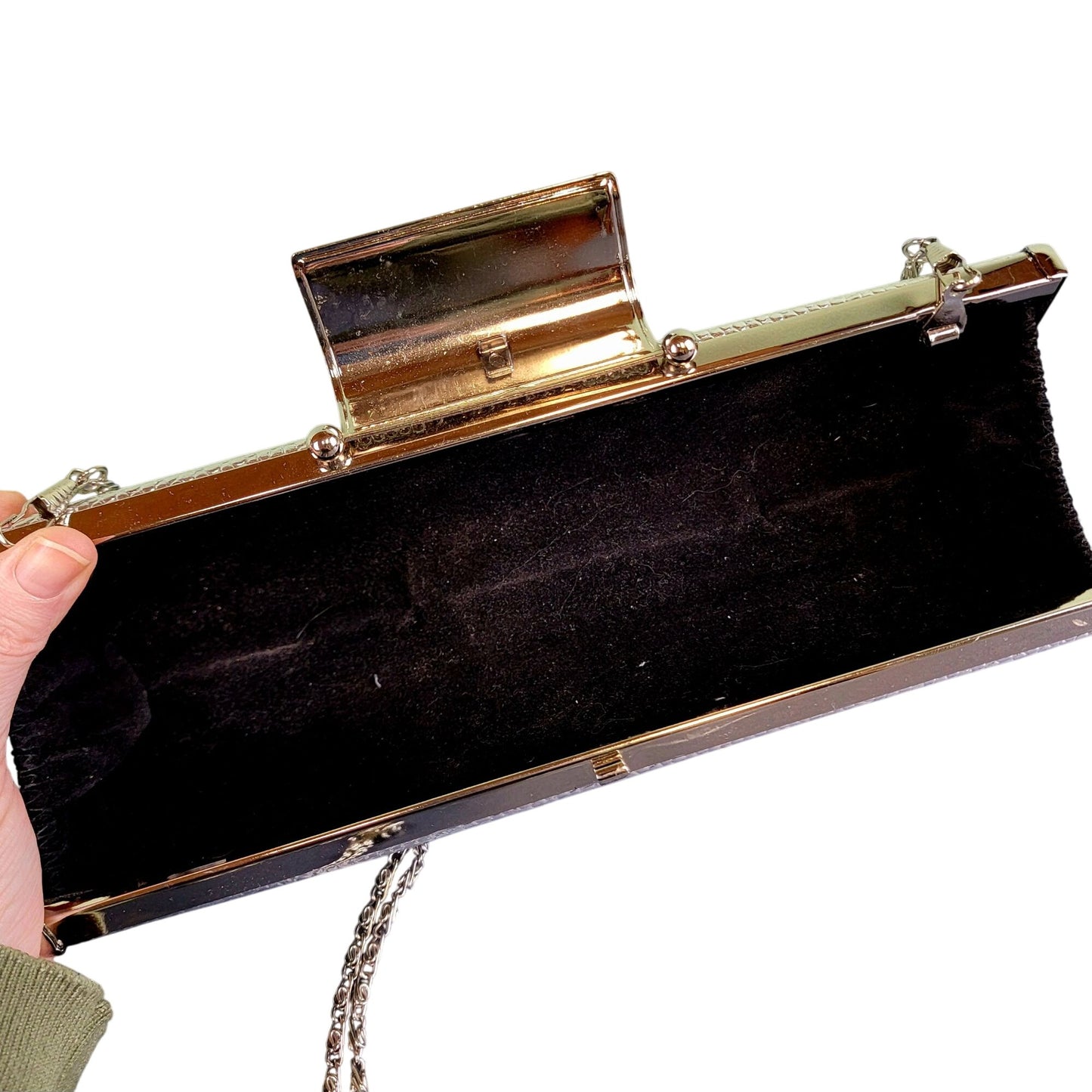 Vintage 90s Metal Crossbody Bag Rhinestone Silver Purse Handbag Women Formal