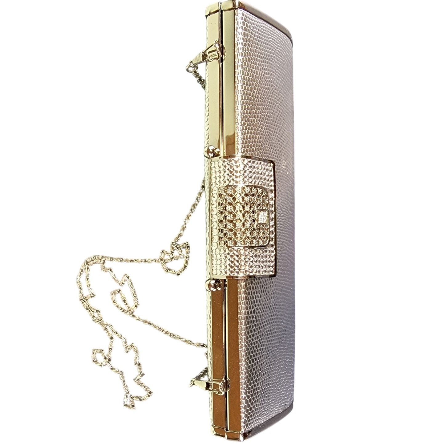 Vintage 90s Metal Crossbody Bag Rhinestone Silver Purse Handbag Women Formal