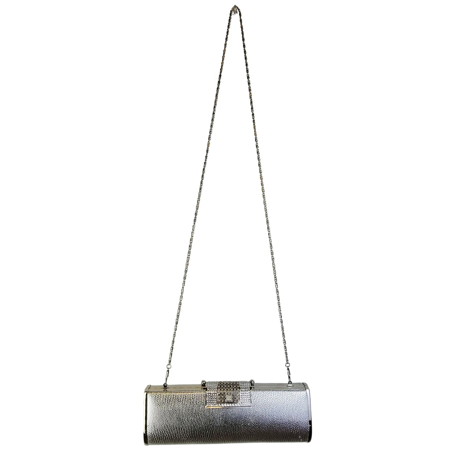 Vintage 90s Metal Crossbody Bag Rhinestone Silver Purse Handbag Women Formal