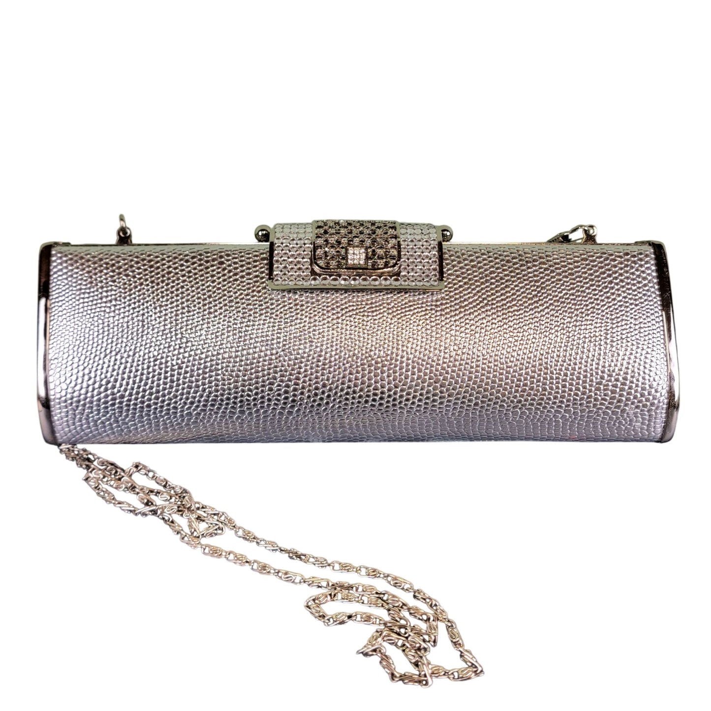 Vintage 90s Metal Crossbody Bag Rhinestone Silver Purse Handbag Women Formal
