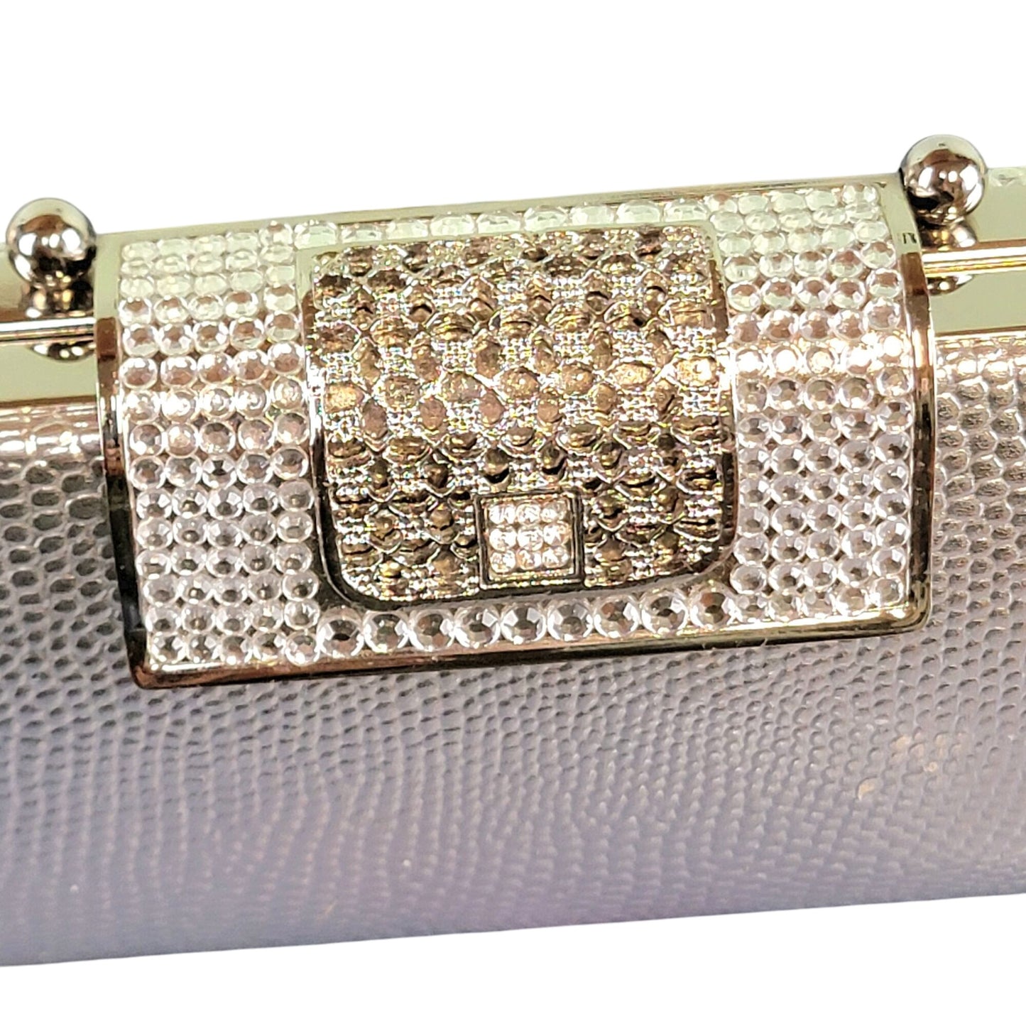 Vintage 90s Metal Crossbody Bag Rhinestone Silver Purse Handbag Women Formal