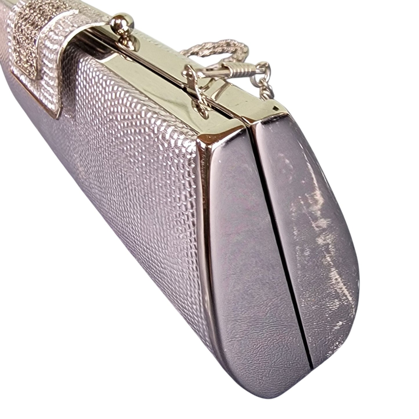 Vintage 90s Metal Crossbody Bag Rhinestone Silver Purse Handbag Women Formal