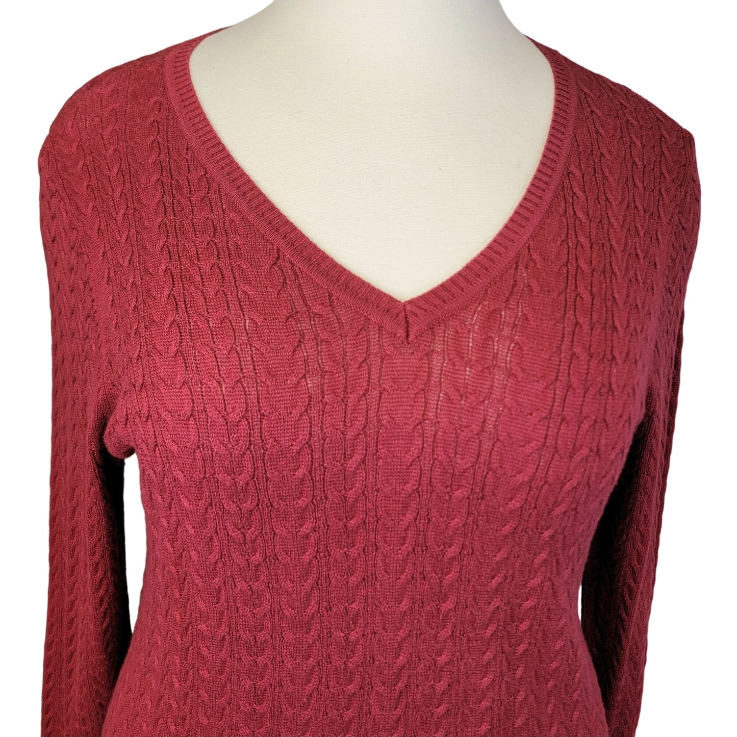 Red Vintage Y2K Cable Knit Sweater Women Plus Size 1X