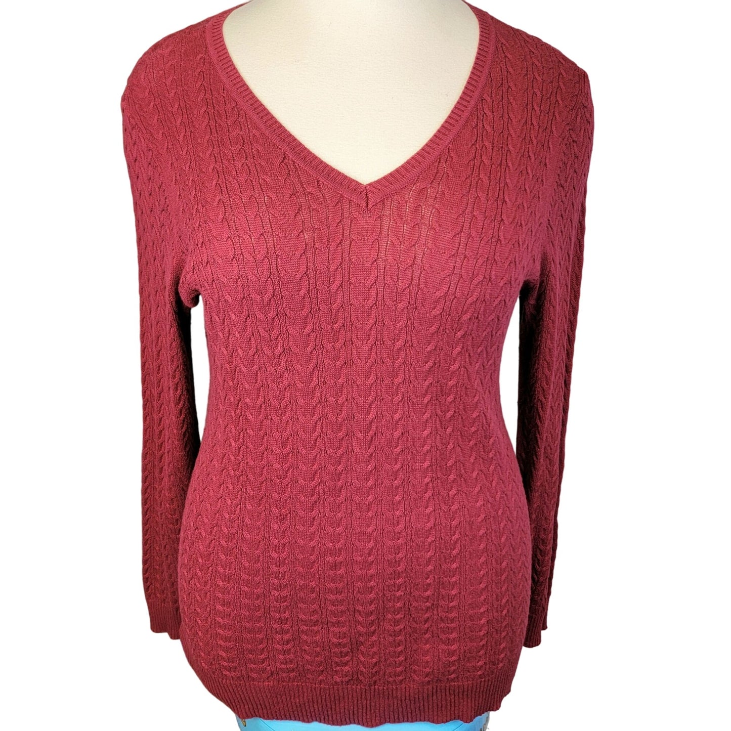 Red Vintage Y2K Cable Knit Sweater Women Plus Size 1X