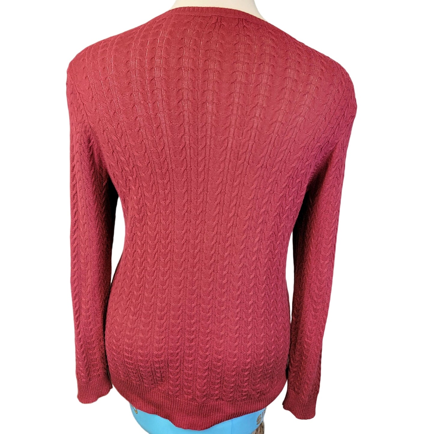 Red Vintage Y2K Cable Knit Sweater Women Plus Size 1X