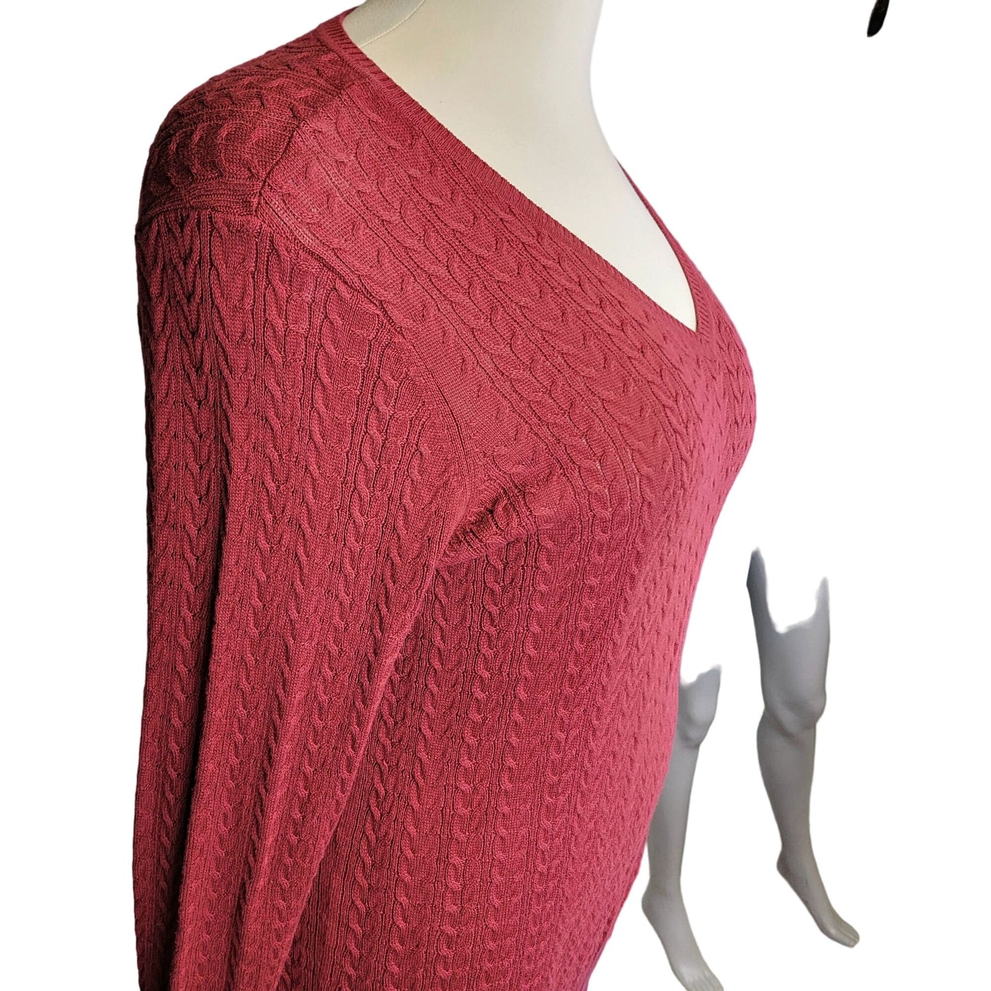 Red Vintage Y2K Cable Knit Sweater Women Plus Size 1X