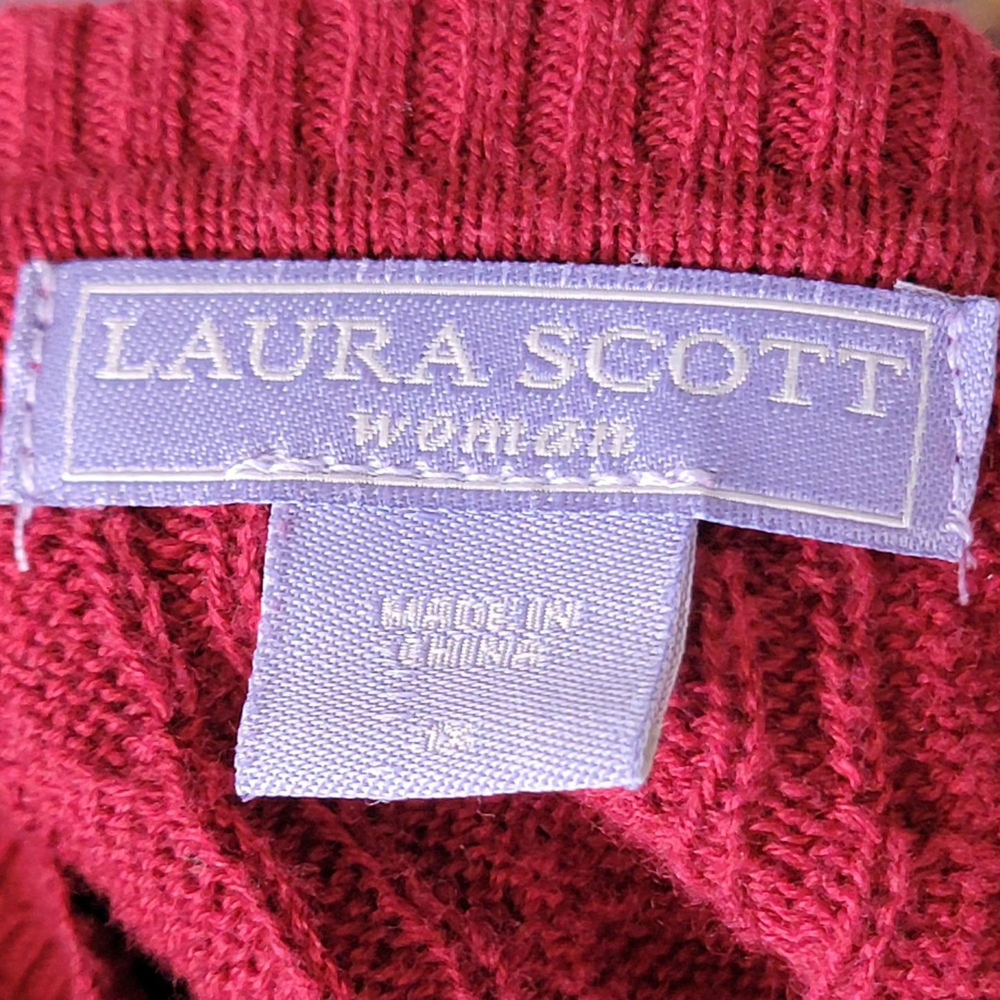 Red Vintage Y2K Cable Knit Sweater Women Plus Size 1X