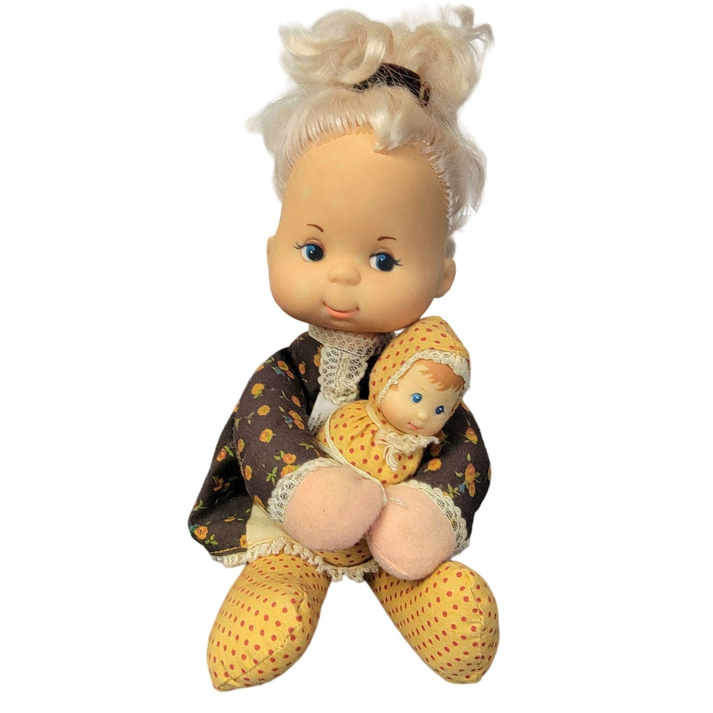 Mama and Baby Beans Vintage Doll Blond Hair Dress 1975 70s Toy Child Play Mattel