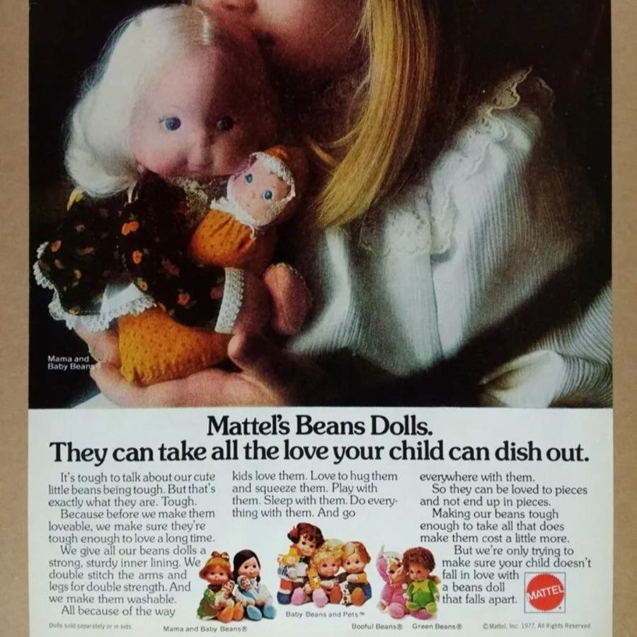 Mama and Baby Beans Vintage Doll Blond Hair Dress 1975 70s Toy Child Play Mattel