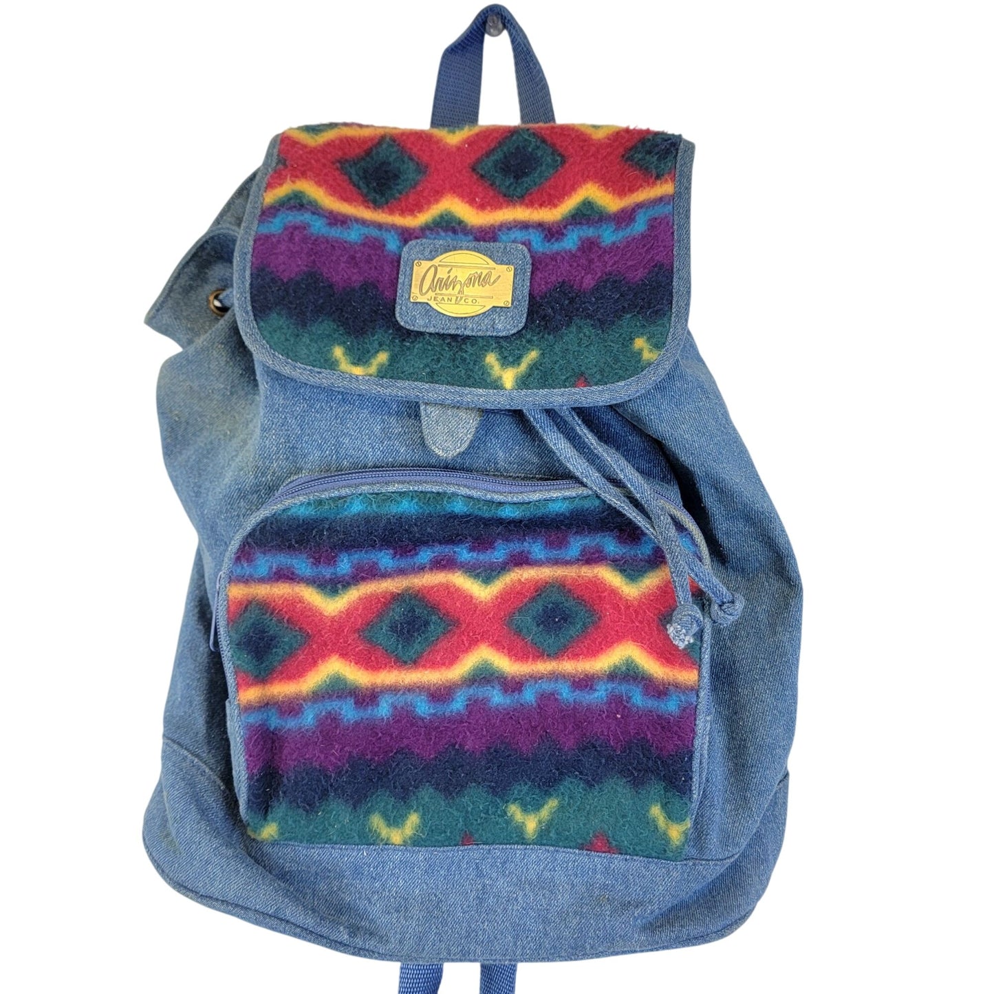 Arizona Jean Vintage 90s Denim Backpack Large Bag Purse Women Southwestern