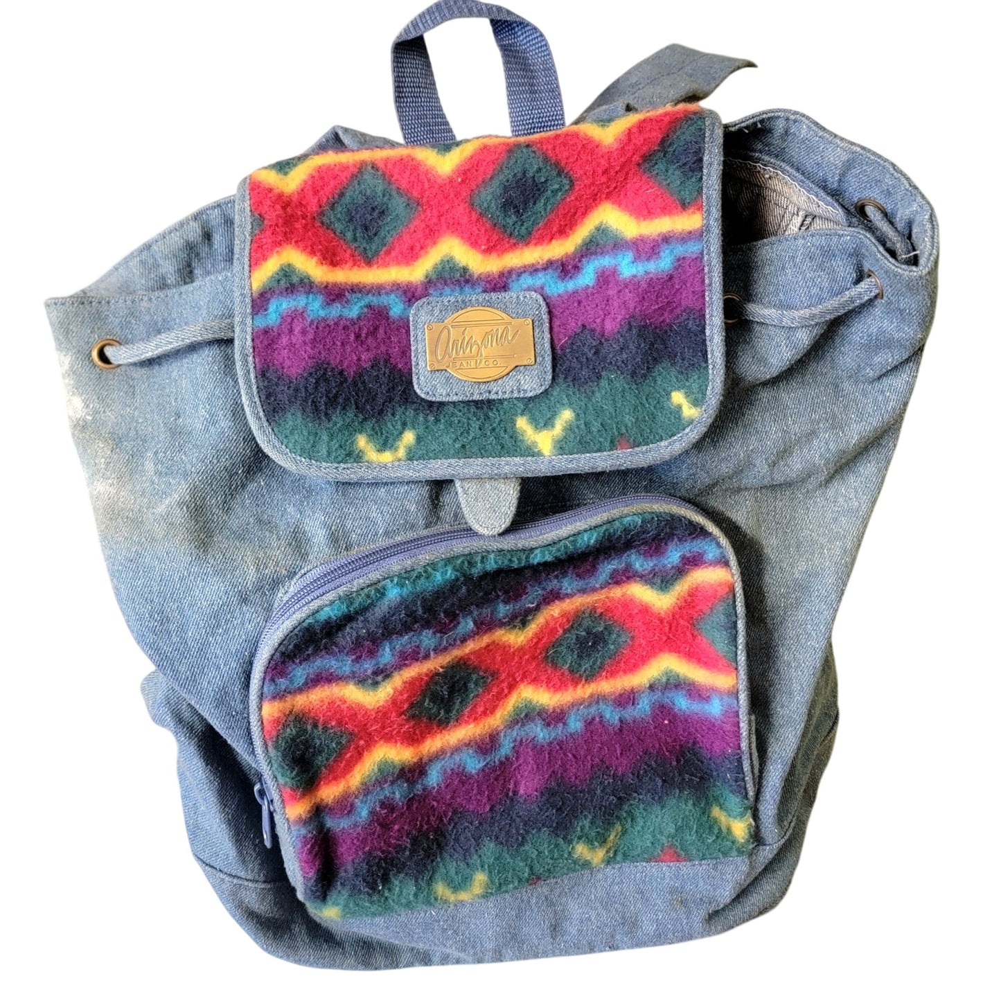 Arizona Jean Vintage 90s Denim Backpack Large Bag Purse Women Southwestern