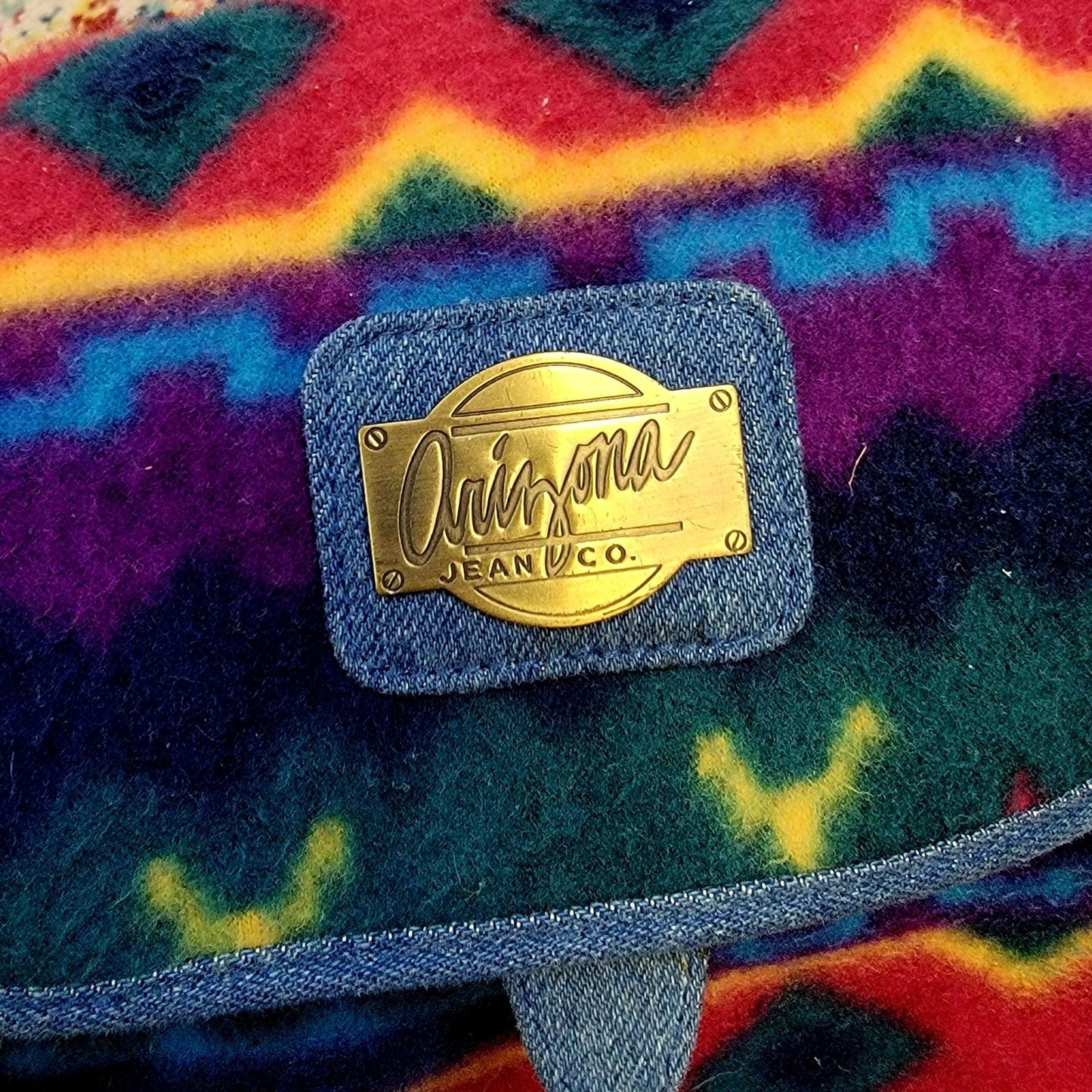 Arizona Jean Vintage 90s Denim Backpack Large Bag Purse Women Southwestern