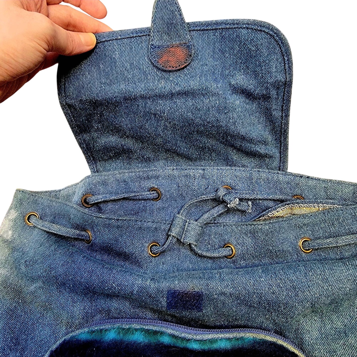 Arizona Jean Vintage 90s Denim Backpack Large Bag Purse Women Southwestern