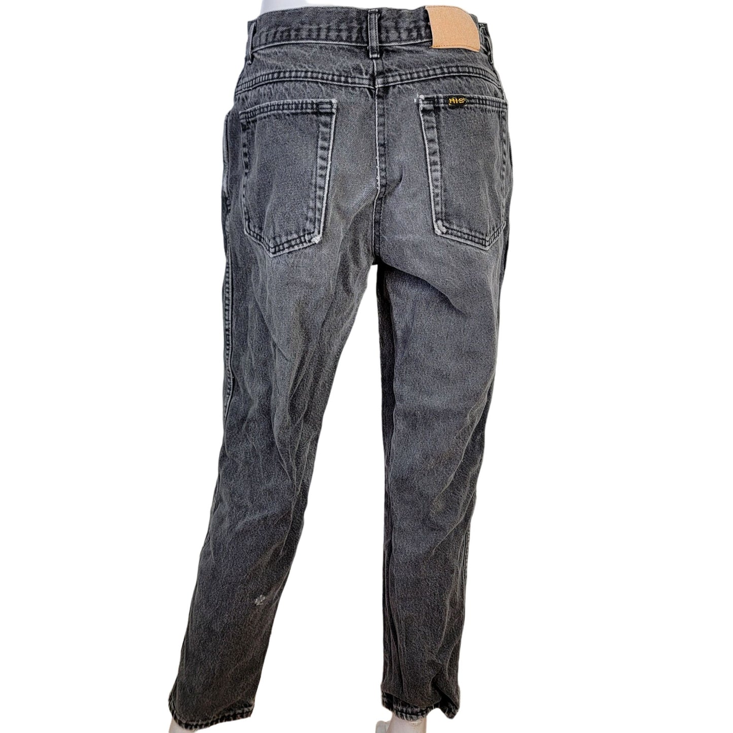 HIS Jeans Women 32 x 30 Vintage 90s Black Relaxed Straight Leg Denim High Rise