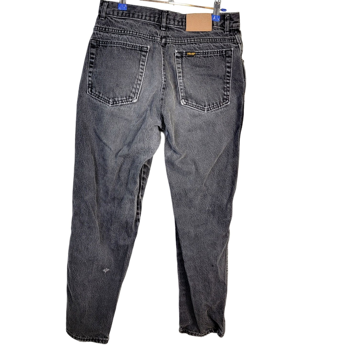 HIS Jeans Women 32 x 30 Vintage 90s Black Relaxed Straight Leg Denim High Rise