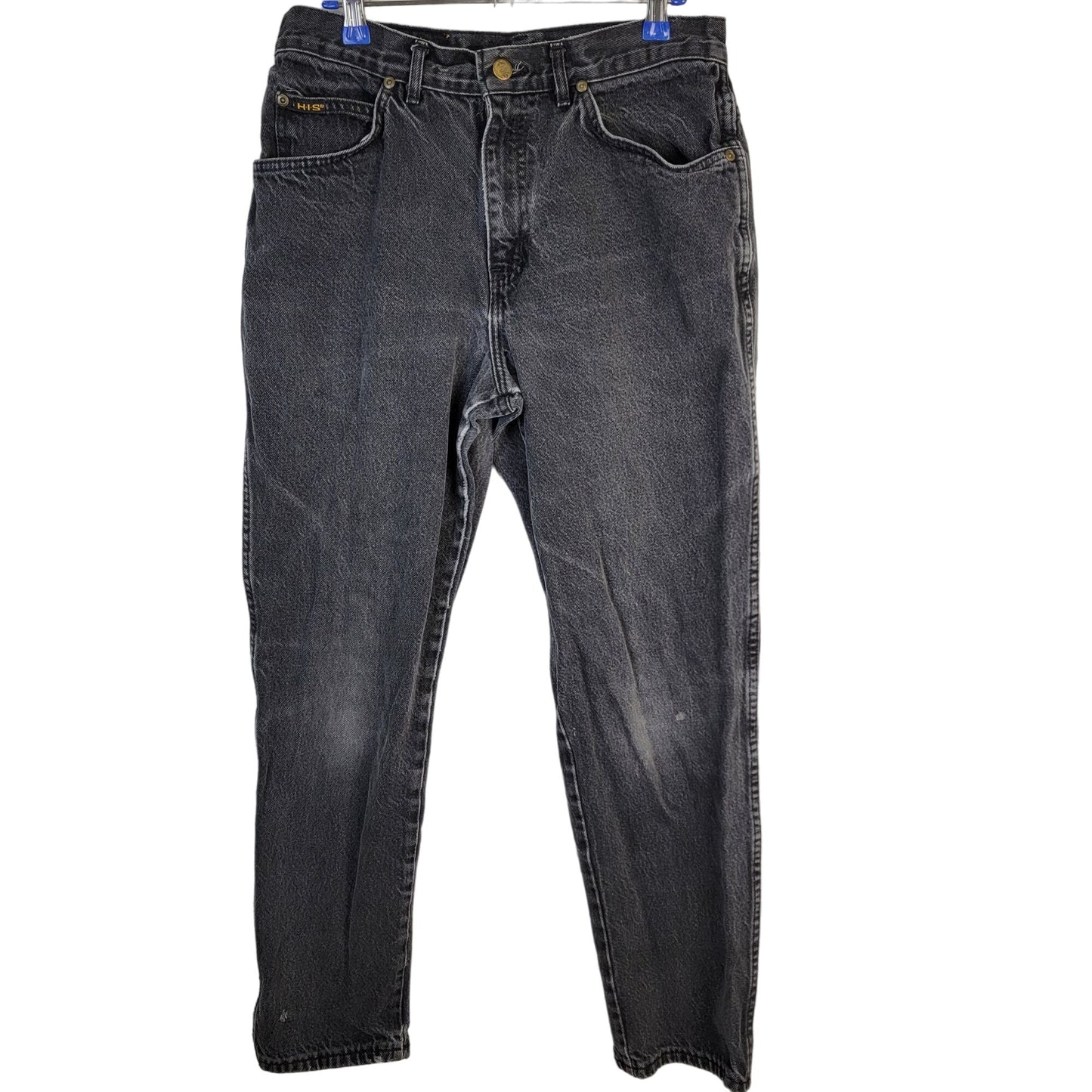 HIS Jeans Women 32 x 30 Vintage 90s Black Relaxed Straight Leg Denim High Rise