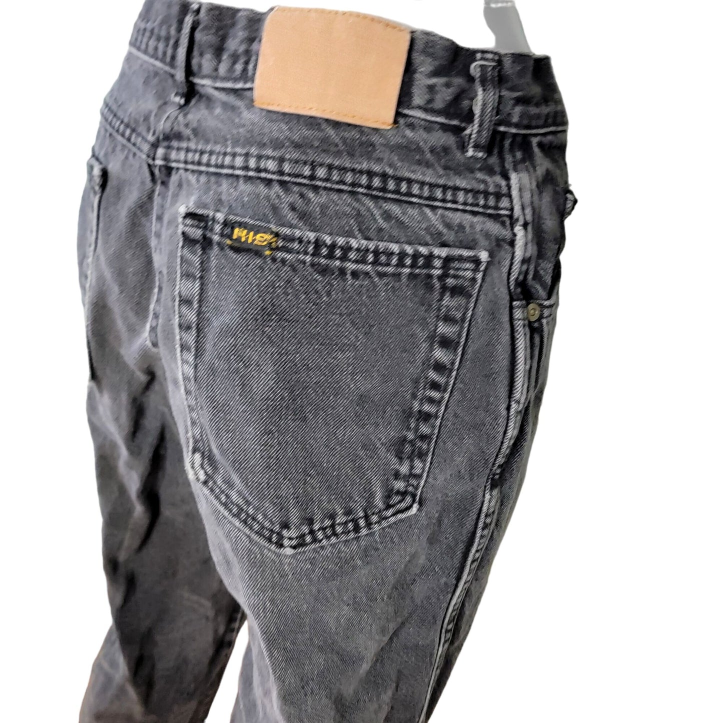 HIS Jeans Women 32 x 30 Vintage 90s Black Relaxed Straight Leg Denim High Rise