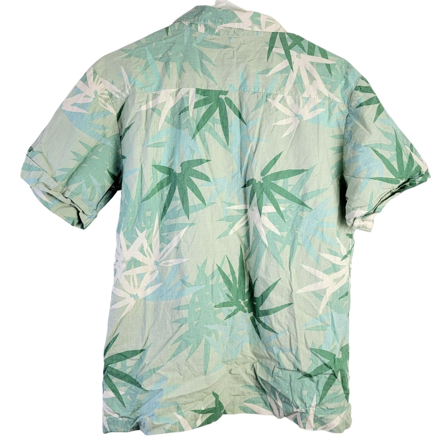 Vintage 80s Tropical Palm Button Shirt Women Large Green Top