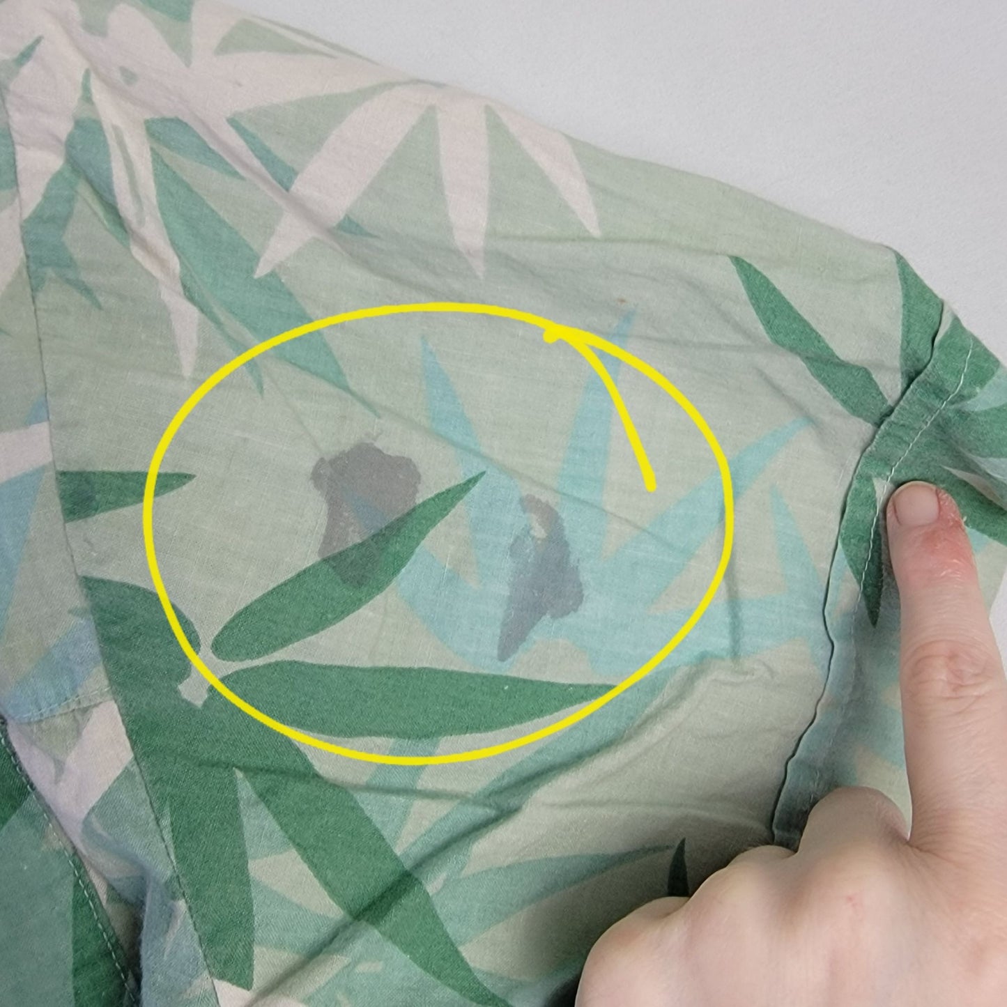 Vintage 80s Tropical Palm Button Shirt Women Large Green Top