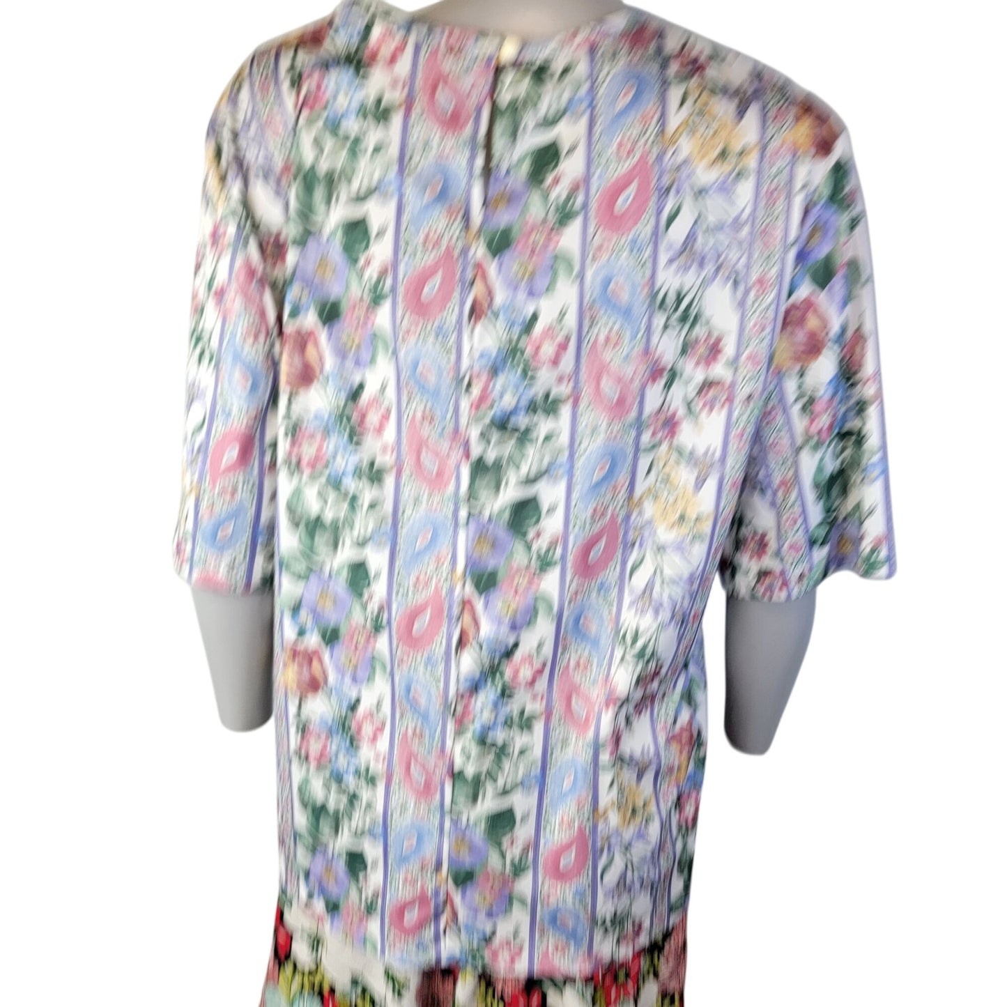 Blair Vintage 90s Blouse Shirt Women Large 12 14 Pink Blue Paisley Floral Top L