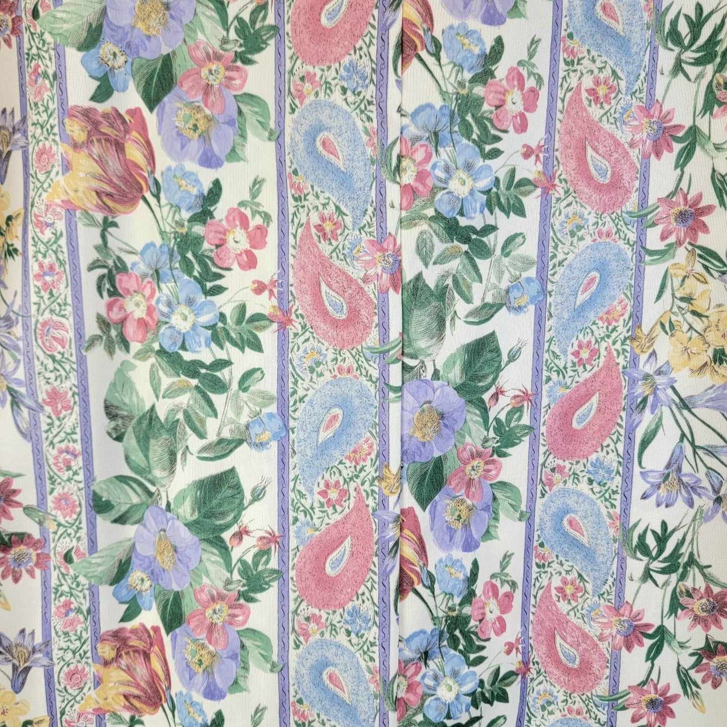 Blair Vintage 90s Blouse Shirt Women Large 12 14 Pink Blue Paisley Floral Top L