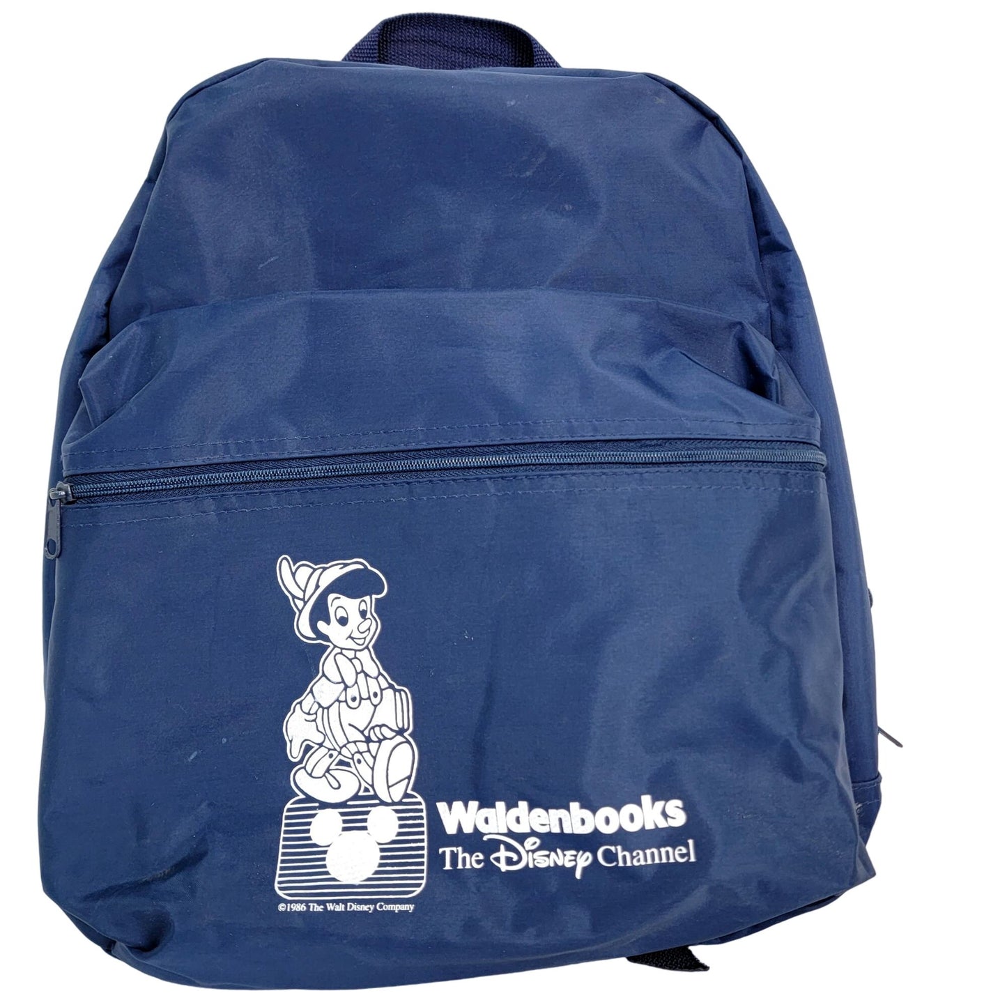 Vintage 80s Disney Backpack Vinyl Pinocchio Bag Blue White