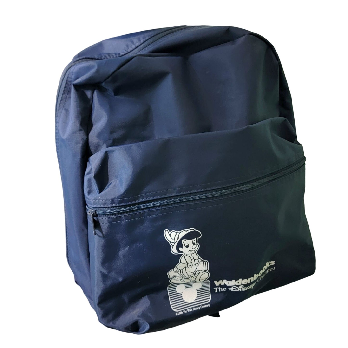 Vintage 80s Disney Backpack Vinyl Pinocchio Bag Blue White