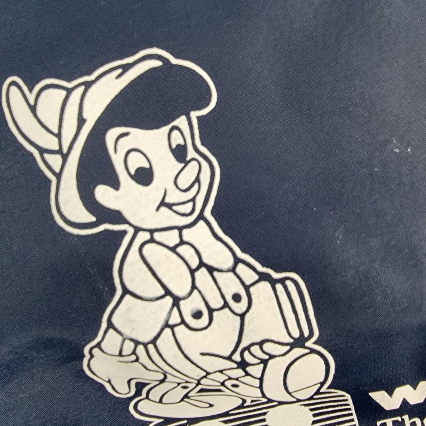 Vintage 80s Disney Backpack Vinyl Pinocchio Bag Blue White