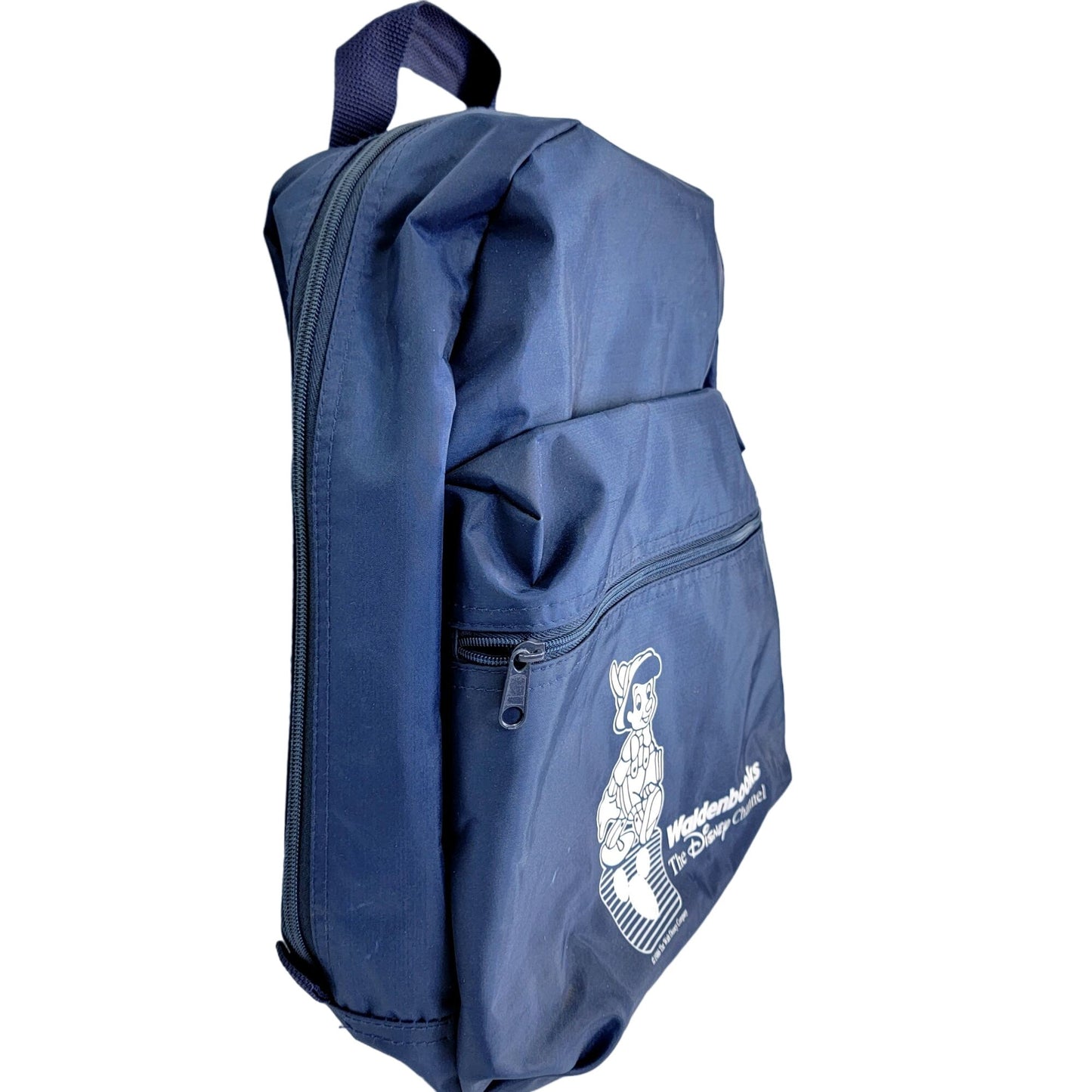 Vintage 80s Disney Backpack Vinyl Pinocchio Bag Blue White