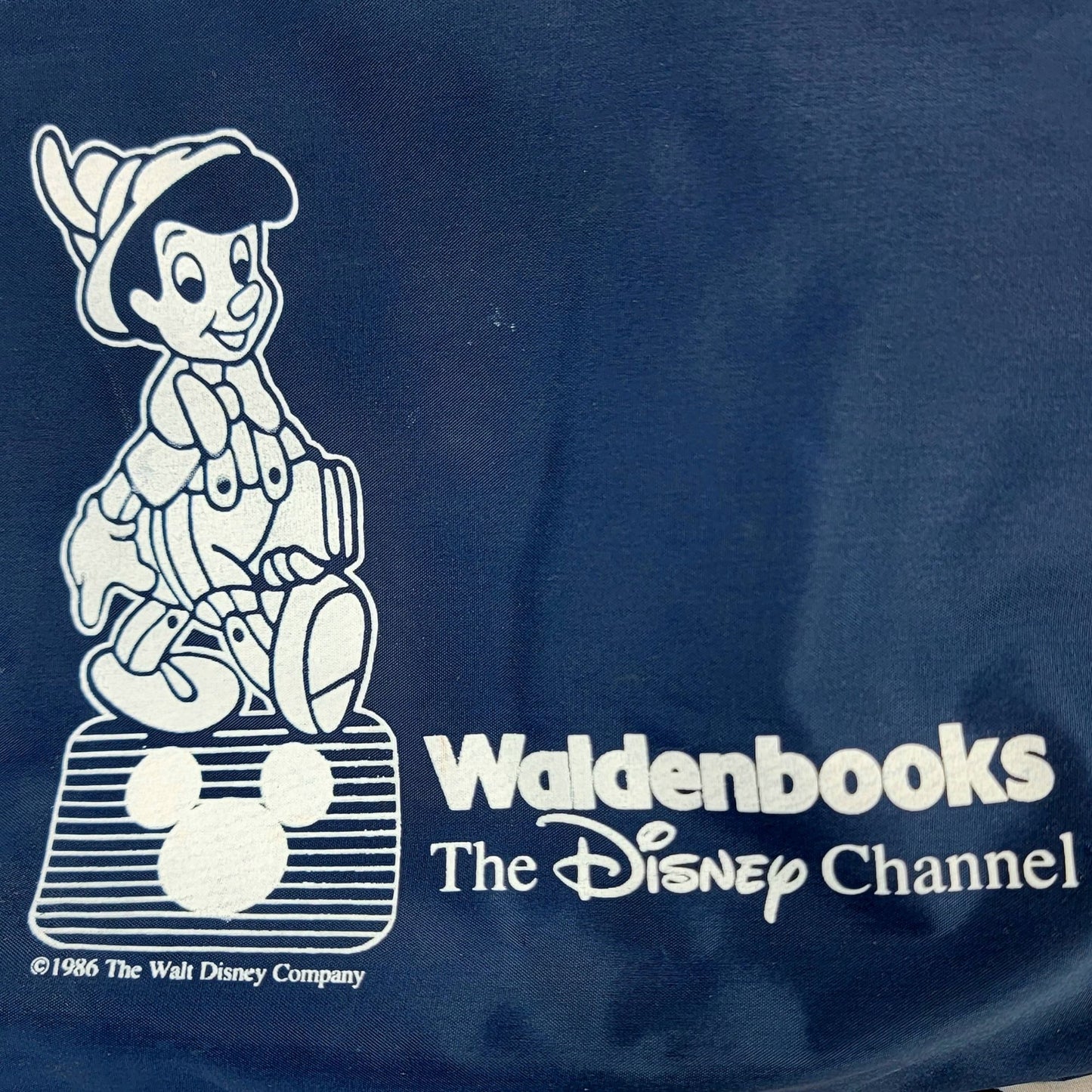 Vintage 80s Disney Backpack Vinyl Pinocchio Bag Blue White