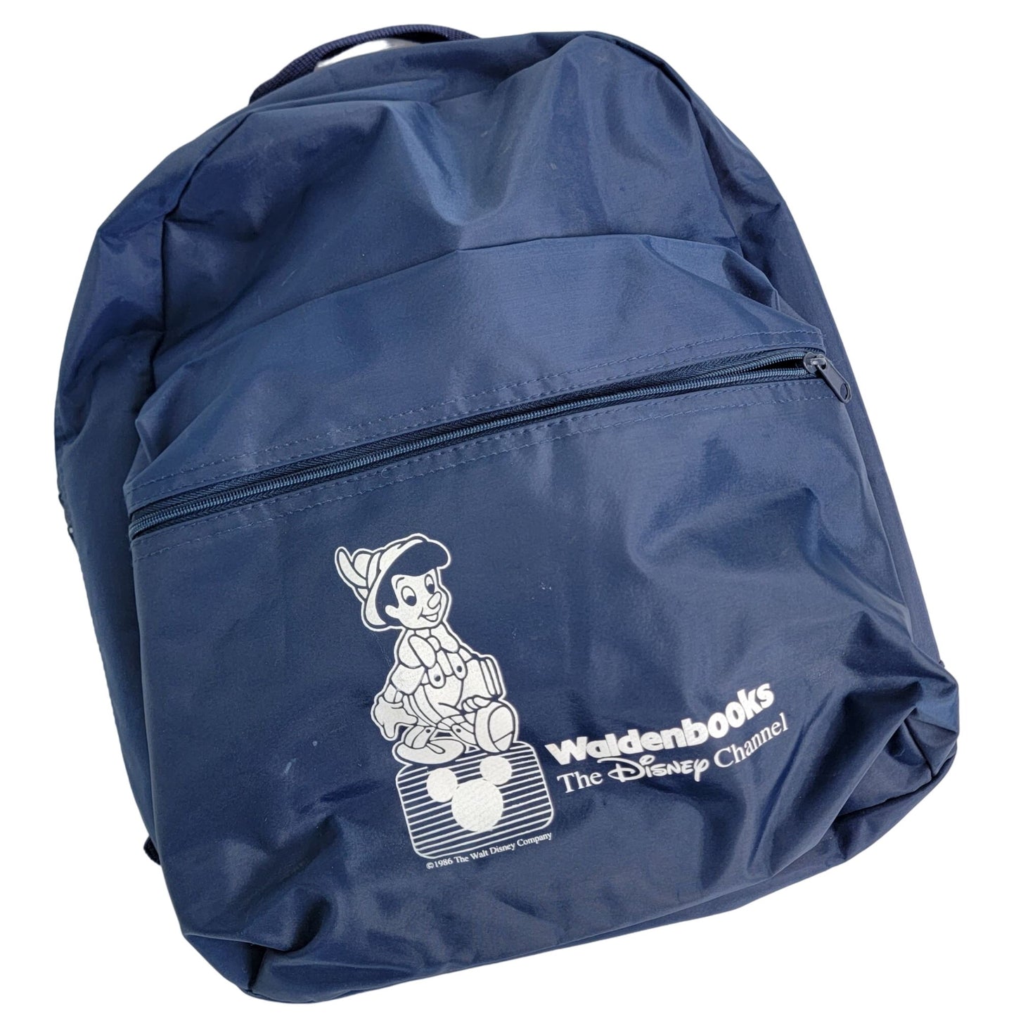Vintage 80s Disney Backpack Vinyl Pinocchio Bag Blue White