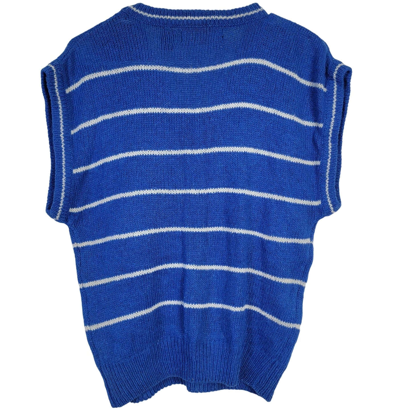 Vintage 80s Angora Silk Sweater Women Medium Retro Stripe Blue