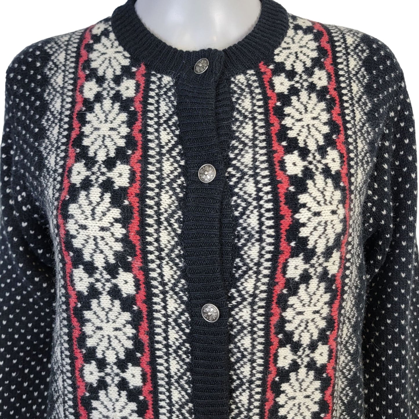 Vintage 90s Angora Cardigan Sweater Women Medium Christmas