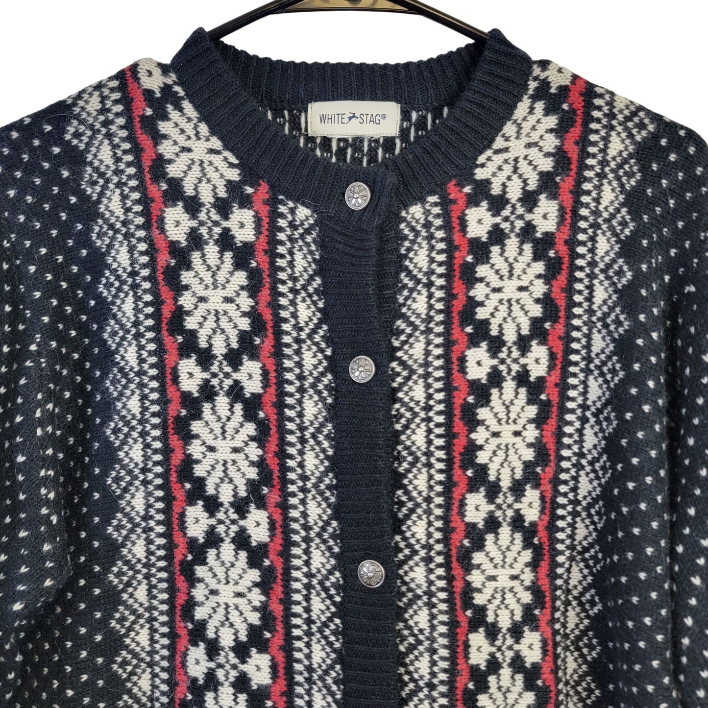 Vintage 90s Angora Cardigan Sweater Women Medium Christmas